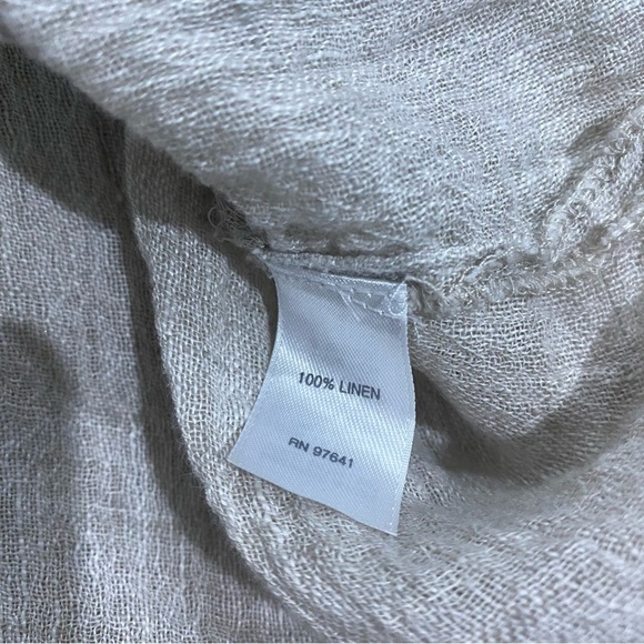 Pure Jill J. Jill 100% Linen Khaki Top Size Large Roll Sleeves - Picture 8 of 11